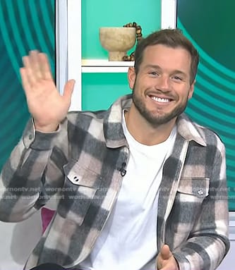 Colton Underwood’s plaid zip front shirt on Today