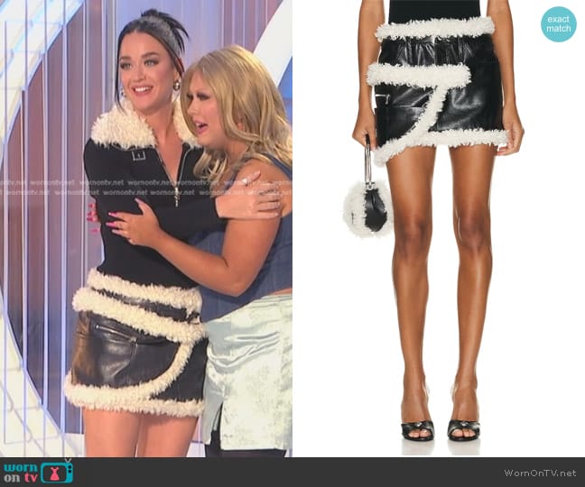 Coperni Faux Leather Utilitary Mini Skirt worn by Katy Perry on American Idol