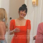 Crystal’s red lace midi dress on The Real Housewives of Beverly Hills