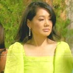 Crystal’s yellow cropped puff sleeve top and pants on The Real Housewives of Beverly Hills