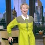 Cynthia Nixon’s yellow two tone shirtdress on Live with Kelly and Mark