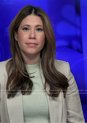 Deirdre's lime short sleeve sweater on NBC News Daily