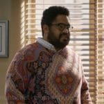 Dennis’s paisley print sweater on Not Dead Yet