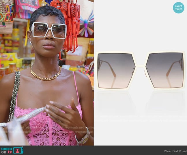 Dior 30Montaigne SU oversized sunglasses worn by Kiki Barth (Kiki Barth) on The Real Housewives of Miami