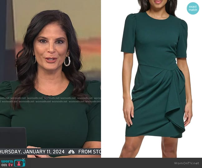 DKNY Drape Front Dress in Pine worn by Darlene Rodriguez on Today