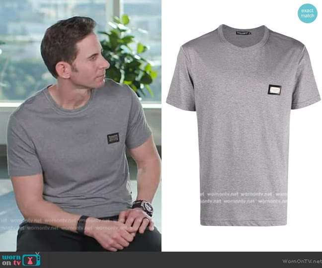 Dolce and Gabbana DG Essentials crew-neck T-shirt worn by Tarek El Moussa on E! News