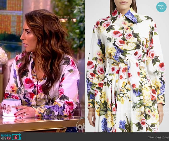 Dolce & Gabbana Floral Print Cropped Poplin Shirt with Front Tie worn by Alyssa Farah Griffin on The View