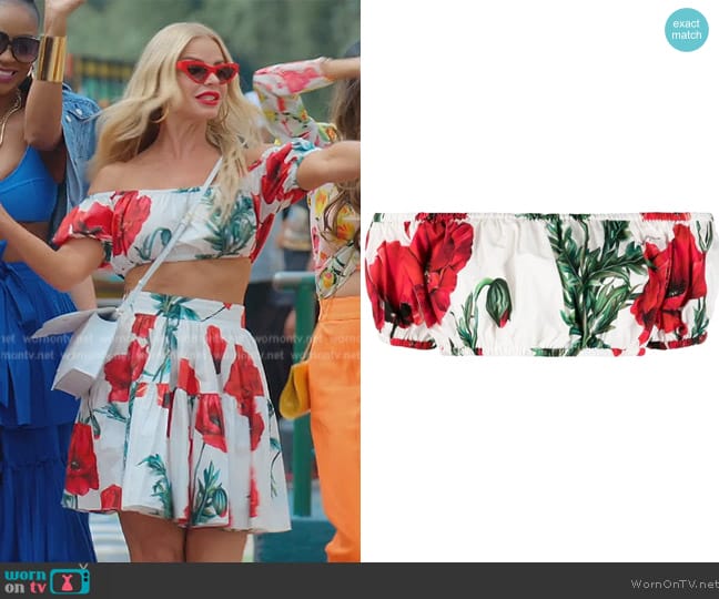 Dolce and Gabbana Off-shoulder floral-print top worn by Alexia Echevarria (Alexia Echevarria) on The Real Housewives of Miami