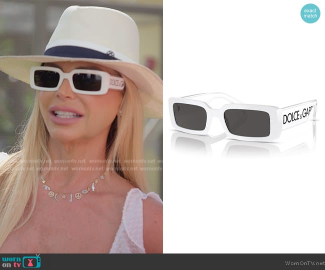 Dolce & Gabbana White Plastic Rectangle Sunglasses worn by Alexia Echevarria (Alexia Echevarria) on The Real Housewives of Miami