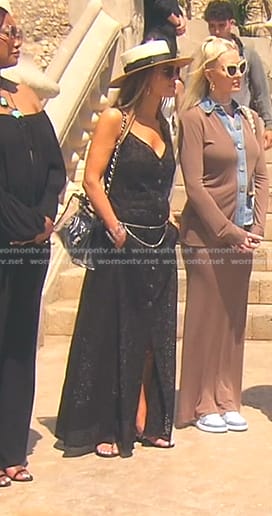 Dorit's black lace maxi dress  on The Real Housewives of Beverly Hills