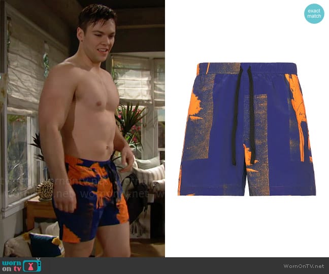 Double Rainbouu Night Swim Short in Windy Nice Navy worn by R.J. Forrester (Joshua Hoffman) on The Bold and the Beautiful