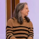 Dr Suzanne Gilberg Lenz’s beige stripe sweater on The Drew Barrymore Show