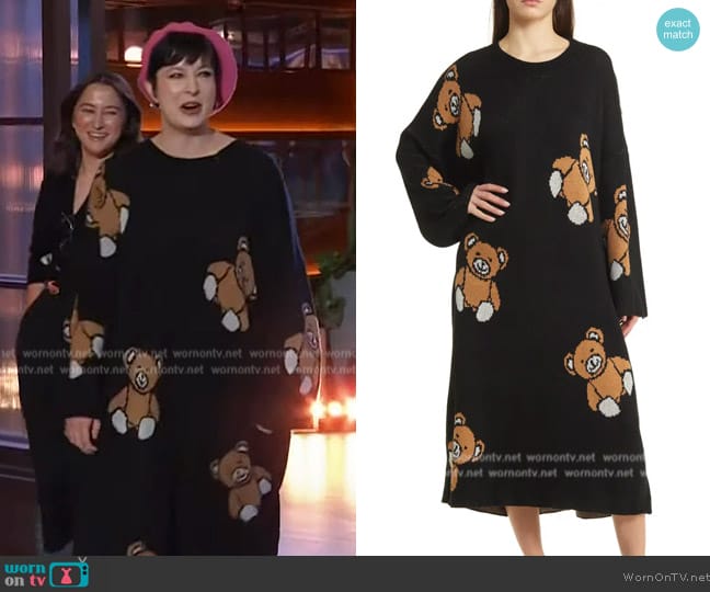 Dressed in Lala Literally Limitless Long Sleeve Oversize Sweater Dress worn by Diablo Cody on The Kelly Clarkson Show