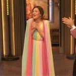 Drew’s rainbow stripe maxi dress on The Drew Barrymore Show