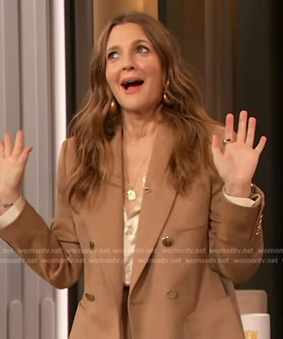 Drew’s beige double breasted blazer on The Drew Barrymore Show