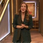 Drew’s green double breasted blazer and pants on The Drew Barrymore Show