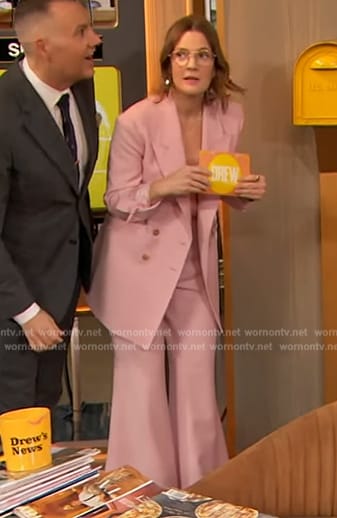 Drew’s pink blazer and pants on The Drew Barrymore Show