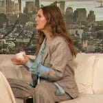 Drew’s gray plaid double breasted blazer on The Drew Barrymore Show