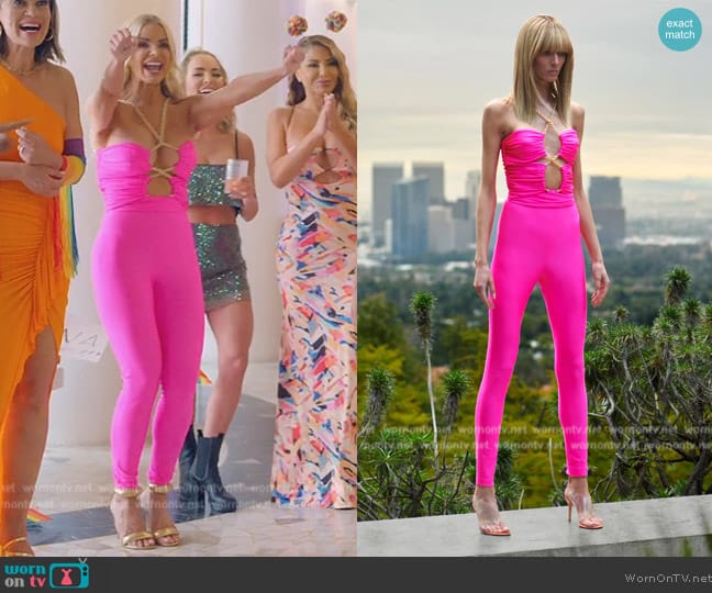 Dundas ruched bodice chain jumpsuit worn by Alexia Echevarria (Alexia Echevarria) on The Real Housewives of Miami