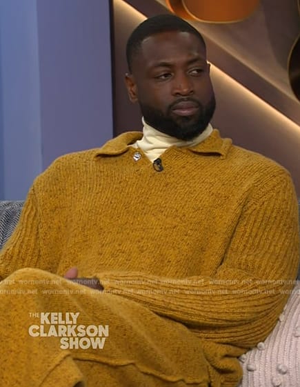 Dwayne Wade's mustard knit sweater on The Kelly Clarkson Show