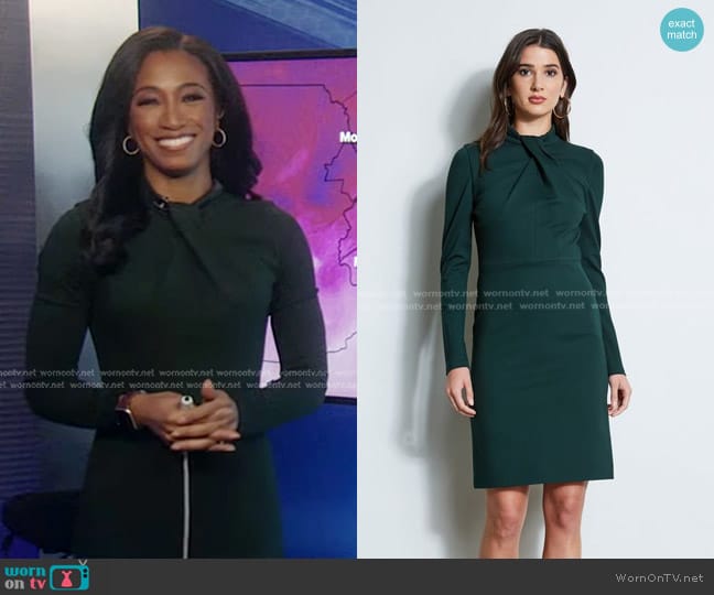 Elie Tahari Twist Knit Long Sleeve Dress worn by Brittany Bell on Good Morning America