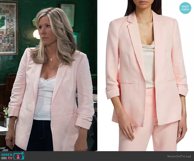 Elie Tahari The Reese Linen-Blend Blazer worn by Carly Spencer (Laura Wright) on General Hospital