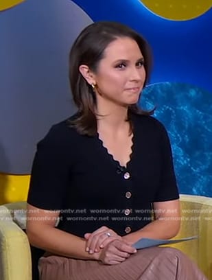 Elizabeth's black scalloped cardigan on Good Morning America