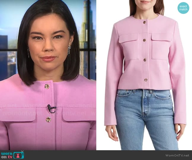 Elodie Crop Jacket worn by Jo Ling Kent on CBS Mornings