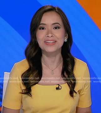 Em Nguyen’s yellow short sleeve dress on Good Morning America