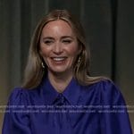 Emily Blunt’s blue tie neck blouse on Good Morning America