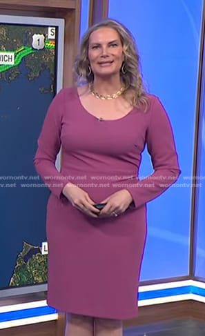 WornOnTV: Emily West’s pink long sleeve scoop neck dress on Today ...