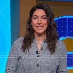 Erielle’s grey embellished cable knit cardigan on Good Morning America