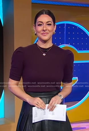 Erielle’s purple ruched sleeve sweater on Good Morning America