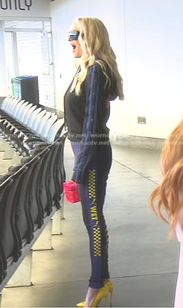 Erika's black hoodie and lace-up leggings on The Real Housewives of Beverly Hills