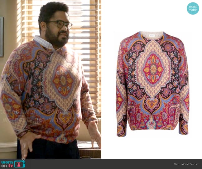 Etro Paisley Print Sweater worn by Dennis (Josh Banday) on Not Dead Yet