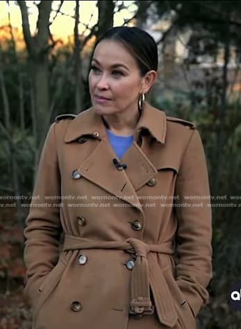 Eva’s brown wool trench coat on Good Morning America