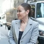 Eva’s grey ribbed cuff blazer on Good Morning America