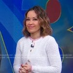 Eva’s white contrast trim cardigan on Good Morning America