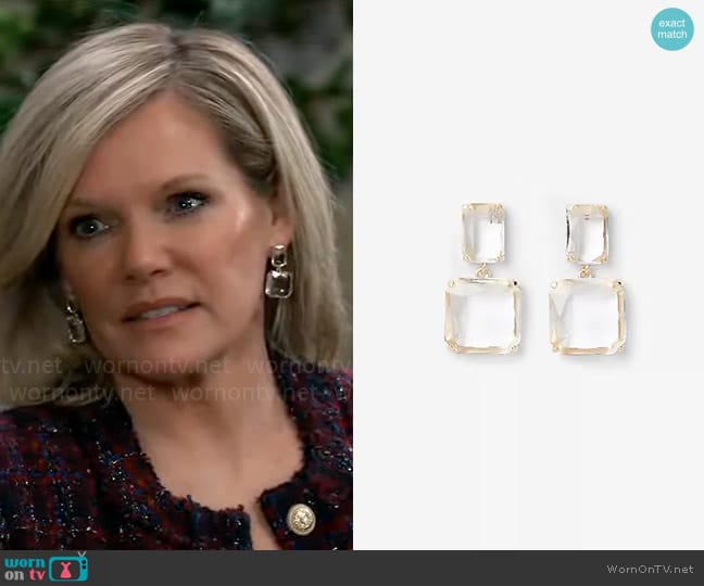 Express Square Stone Drop Earrings worn by Ava Jerome (Maura West) on General Hospital