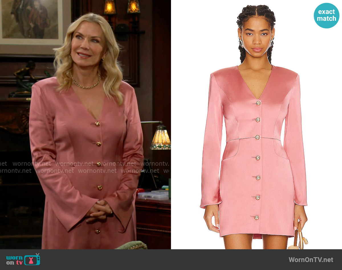 Favorite Daughter The Audrey Dress in Dusty Rose worn by Brooke Logan (Katherine Kelly Lang) on The Bold and the Beautiful