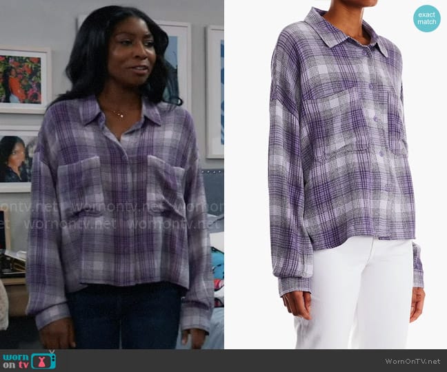 WornOnTV: Trina’s purple plaid shirt on General Hospital | Tabyana Ali ...