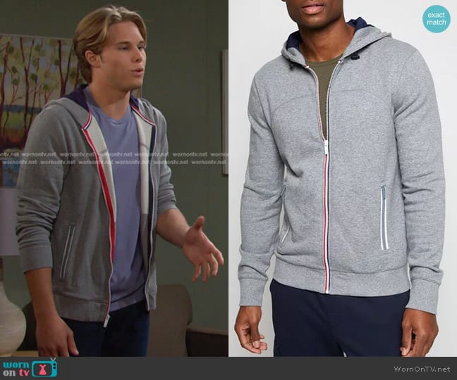 Fourlaps Rush Full Zip Hoodie in Grey Heather worn by Tate (Jamie Martin Mann) on Days of our Lives