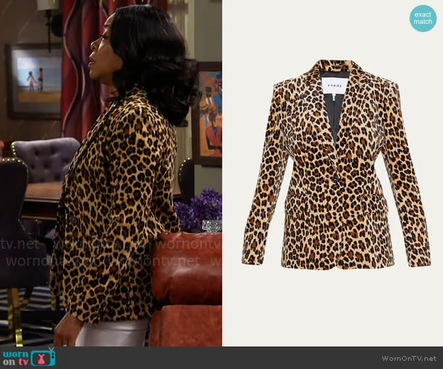 Frame Classic Cheetah Blazer worn by Tina Butler (Tichina Arnold) on The Neighborhood