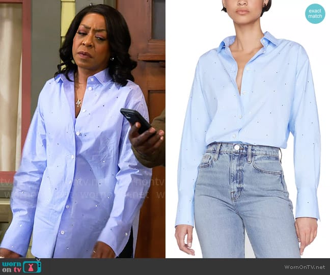 Frame The Oversized Rhinestone Shirt worn by Tina Butler (Tichina Arnold) on The Neighborhood