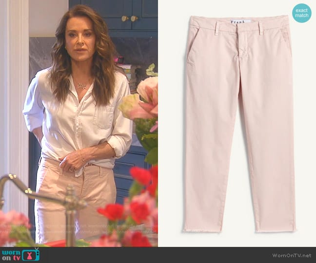 Frank & Eileen Wicklow Chino Pants in vintage rose worn by Kyle Richards on The Real Housewives of Beverly Hills