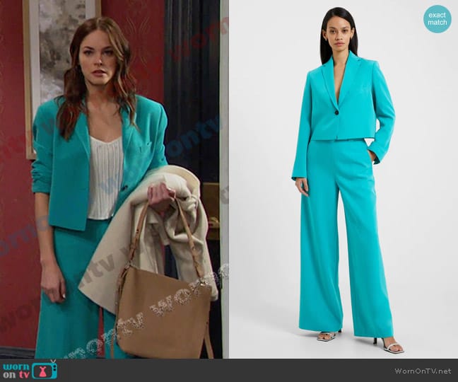 French Connection Echo Crepe Cropped Blazer and Trousers worn by Stephanie Johnson (Abigail Klein) on Days of our Lives