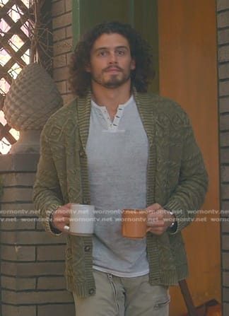 Gael’s green cable knit cardigan on Good Trouble