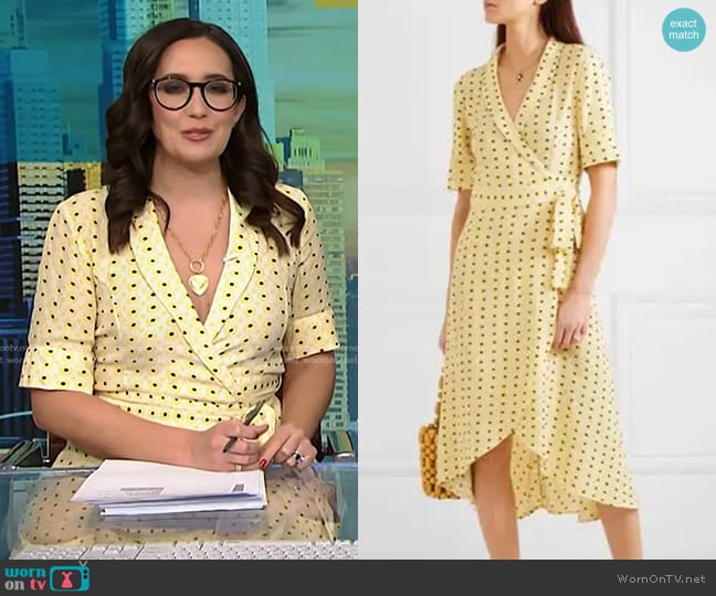 Ganni Printed Crepe Midi Wrap Dress worn by Savannah Sellers on NBC News Daily