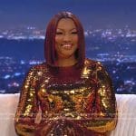 Garcelle’s gold sequin reunion dress on The Real Housewives of Beverly Hills