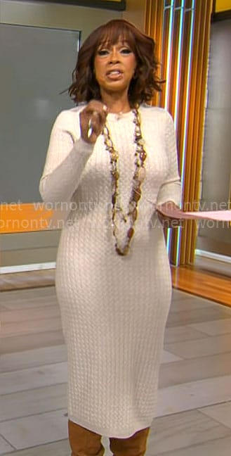 Gayle King’s cable knit dress on CBS Mornings